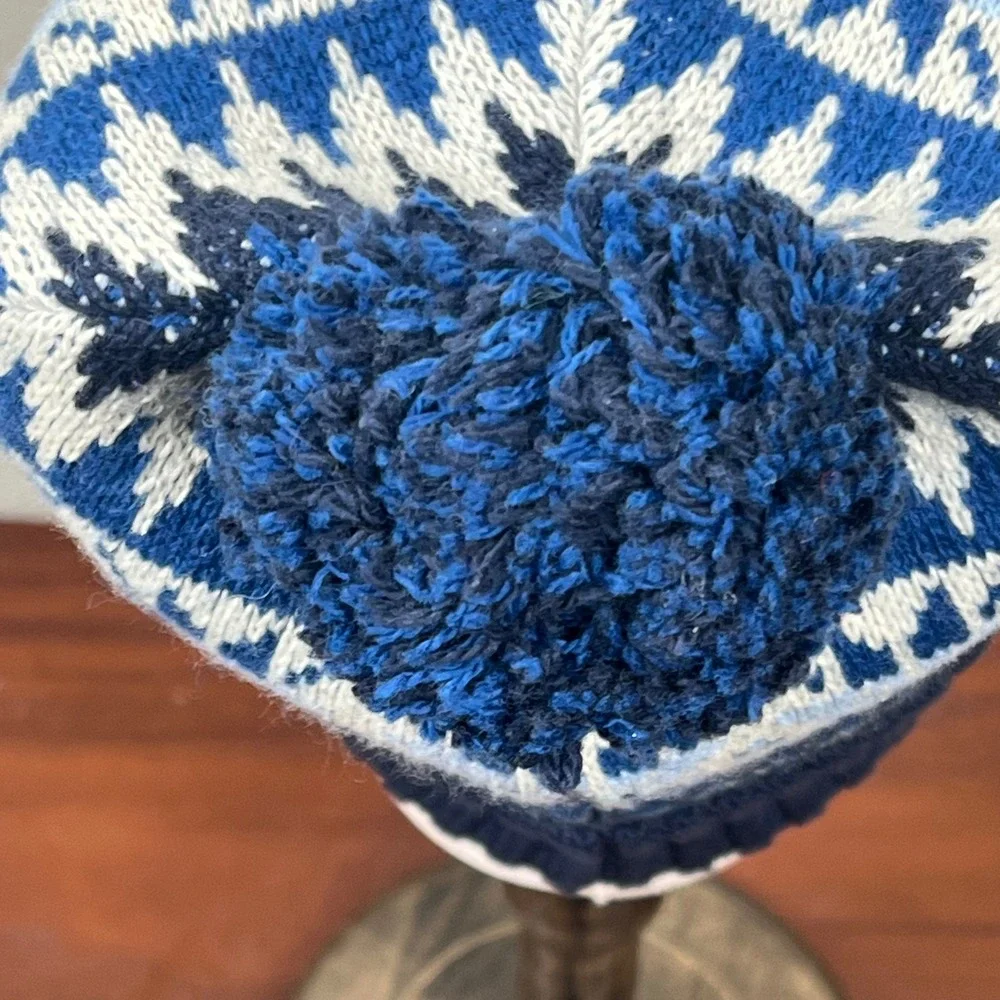 Crewcuts Kids Fair Isle Snowflake Pom Beanie Navy Blue BM629 L-XL